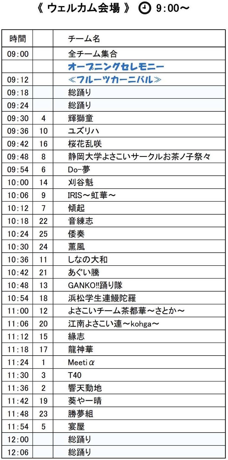 YOSAバカ in フルーツパーク 2024 ウェルカム会場タイムテーブル