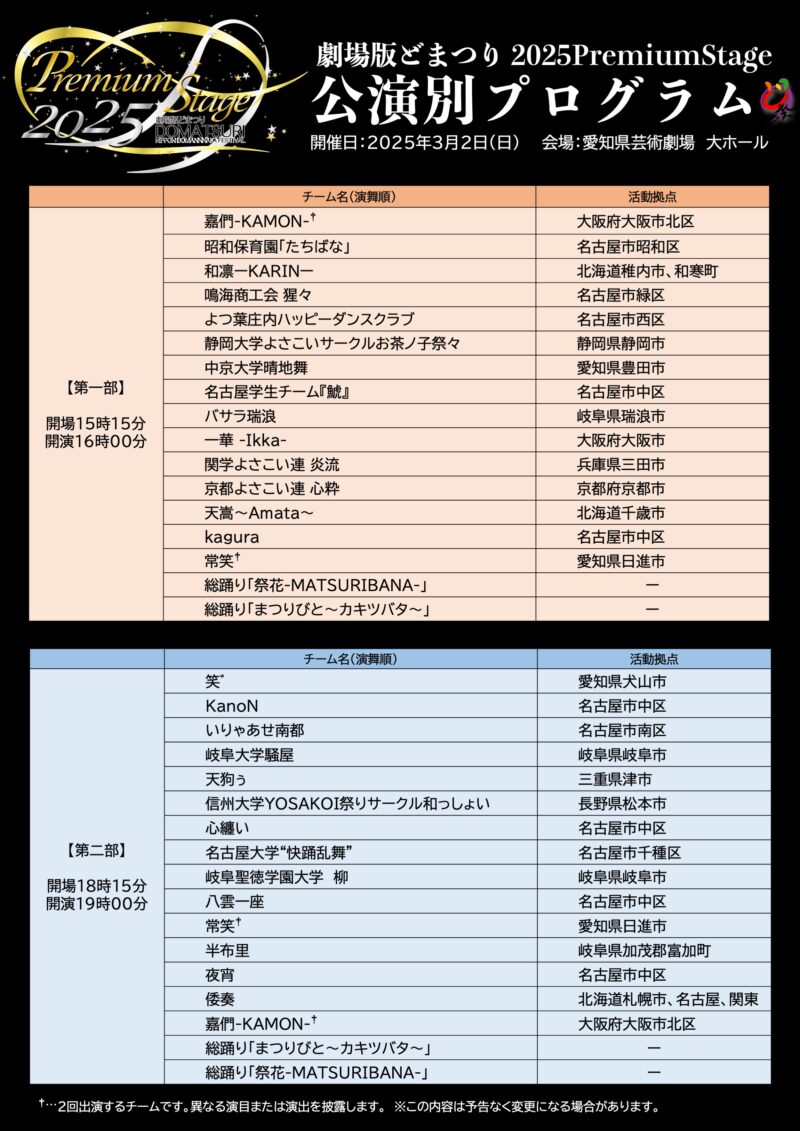 劇場版どまつり 2025 Premium Stage タイムテーブル