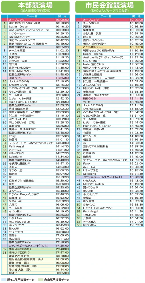 踊っこまつり 2025年5月4日(日) タイムテーブル