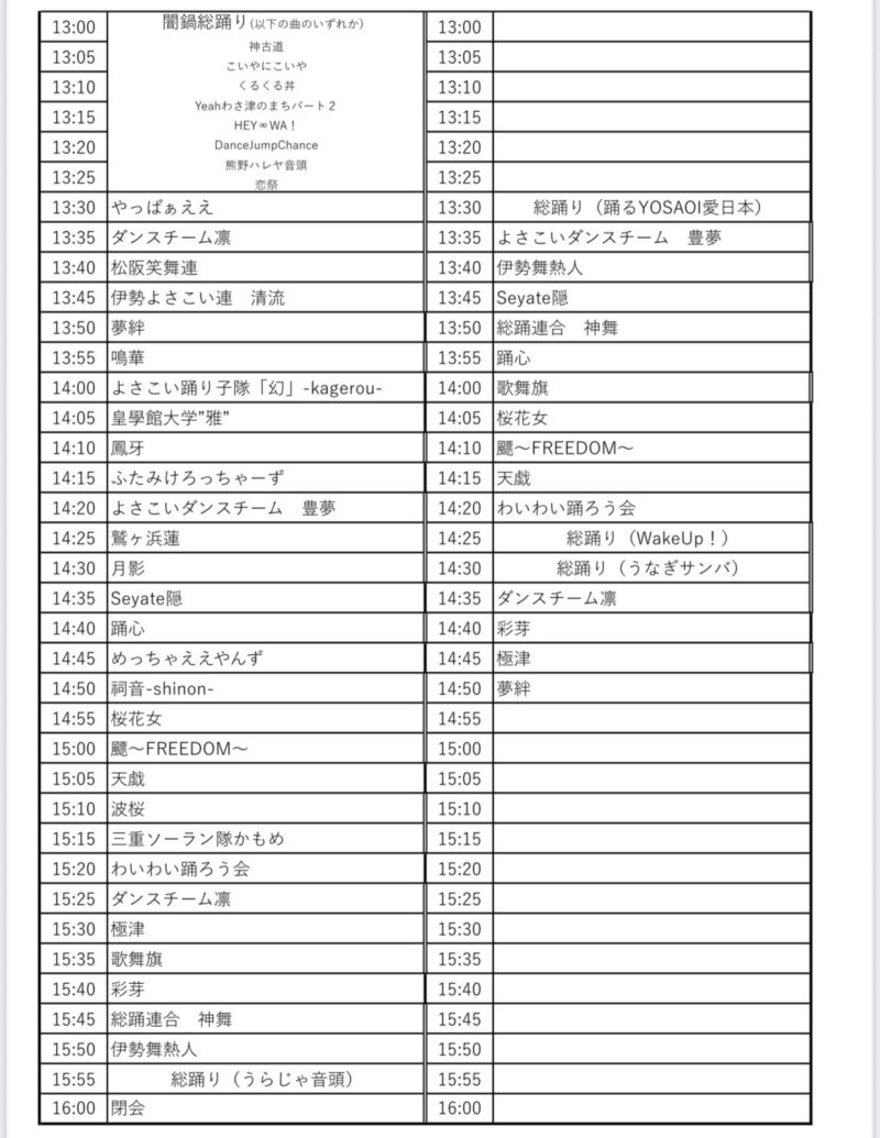 伊勢志摩舞祭り 2025 タイムテーブル