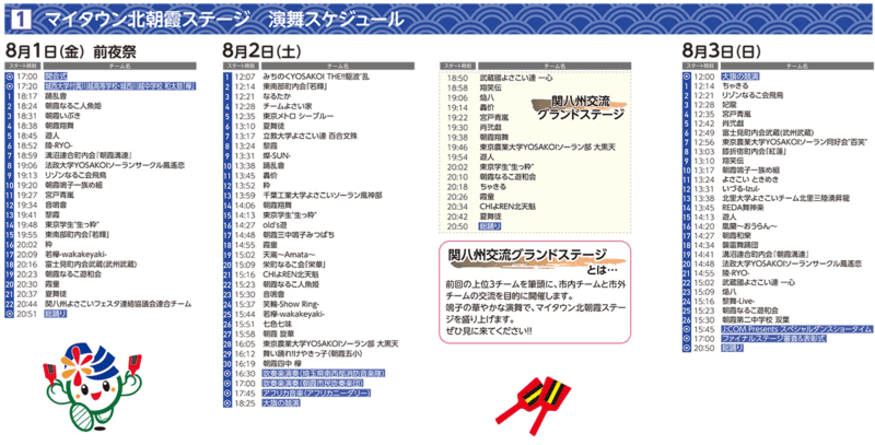 彩夏祭 北朝霞会場 タイムテーブル