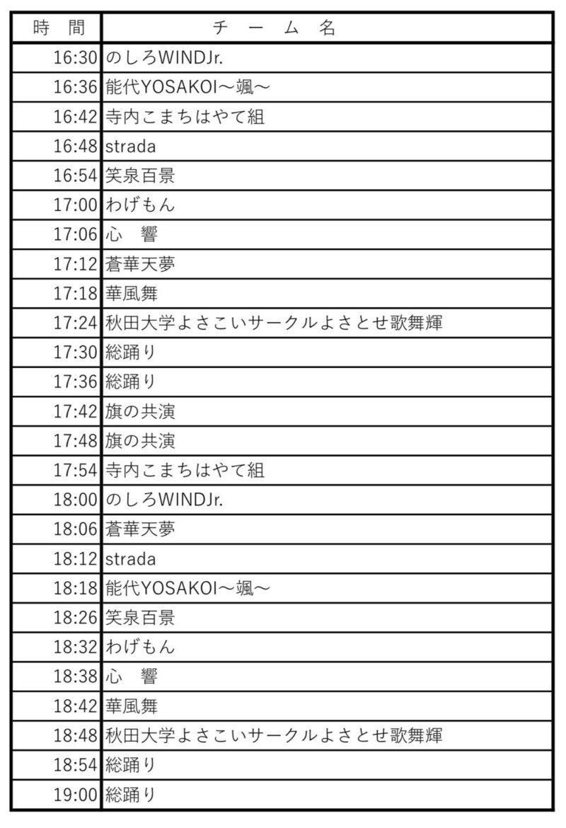 夏だ！ビアガーデン2025屋台村 よさこい タイムテーブル