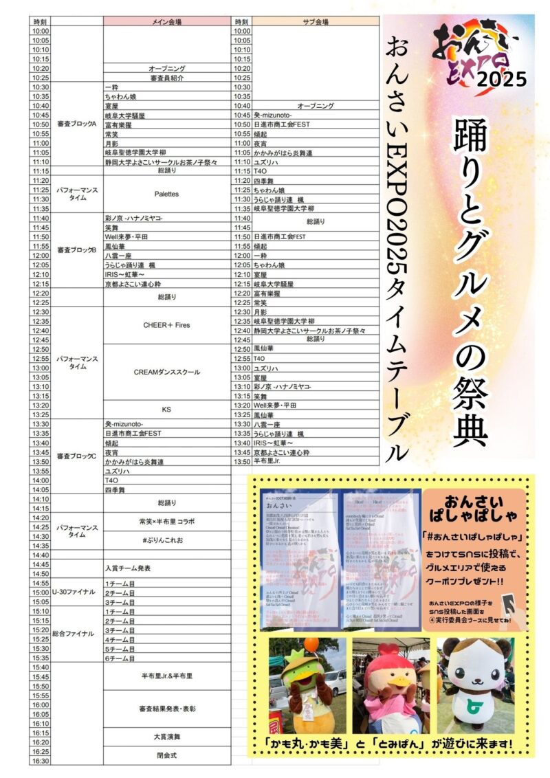 おんさいEXPO2025 タイムテーブル