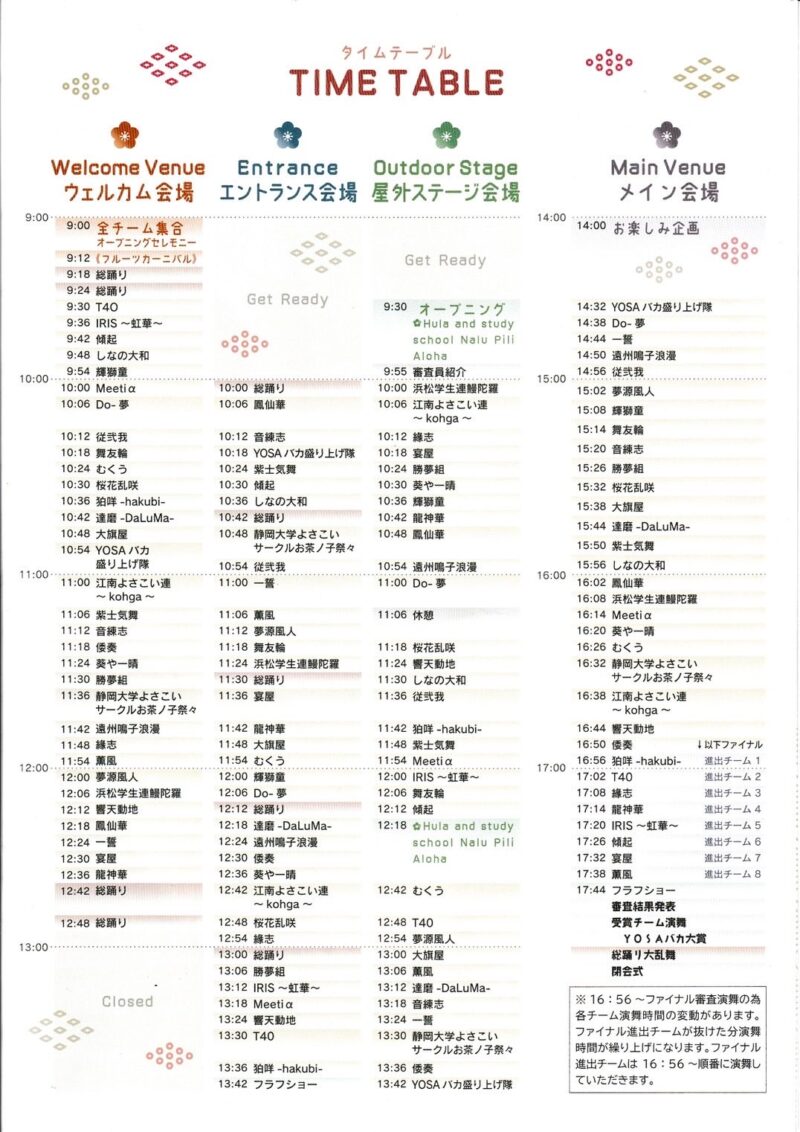 YOSAバカ in フルーツパーク 2025 タイムテーブル