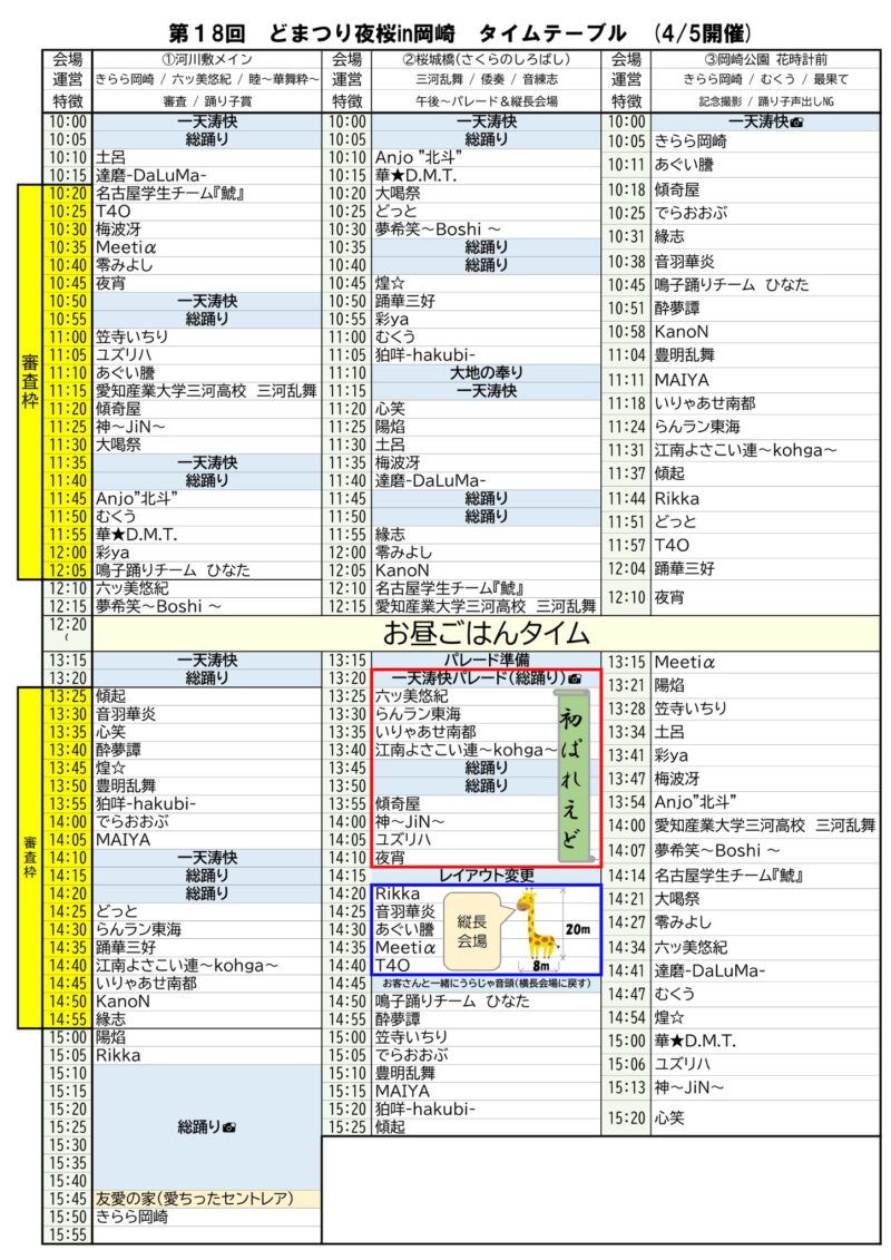 どまつり夜桜 in 岡崎 2026 タイムテーブル
