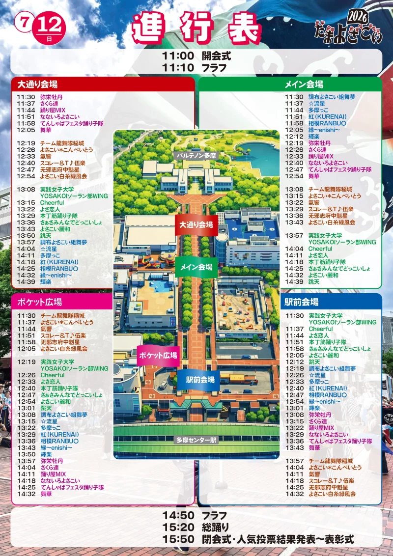 多摩センター夏まつり たまよさこい 2026 タイムテーブル